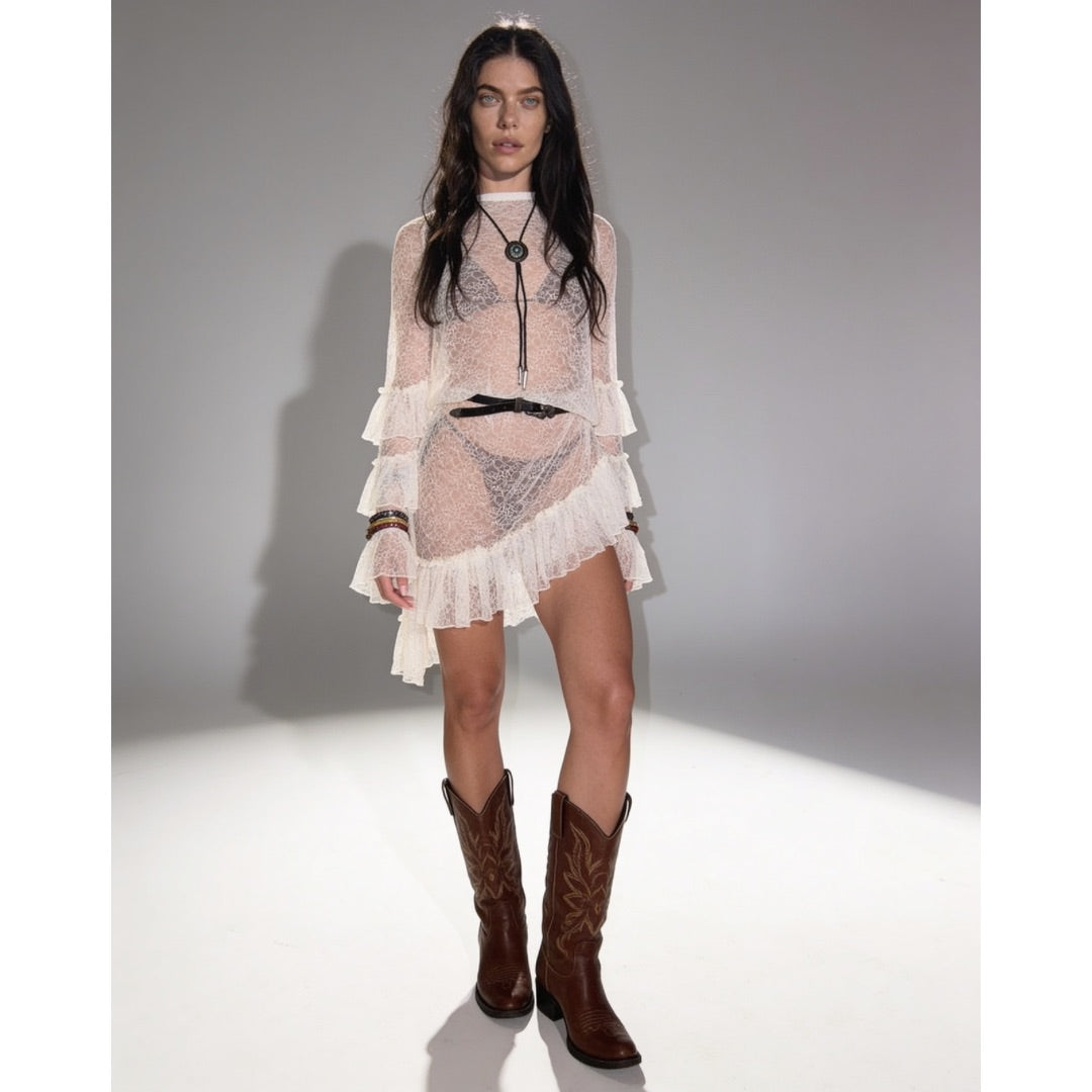 Abito in Pizzo e Voilà Trasparente Fatto a Mano | Boho Chic