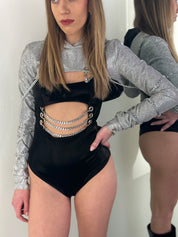 Body Bondage Nero Lucido con Catene